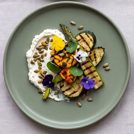 Grillade grönsaker med vispad ost