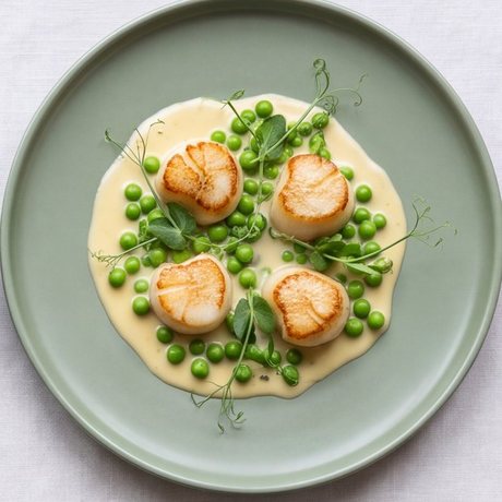 Pilgrimsmusslor i beurre blanc