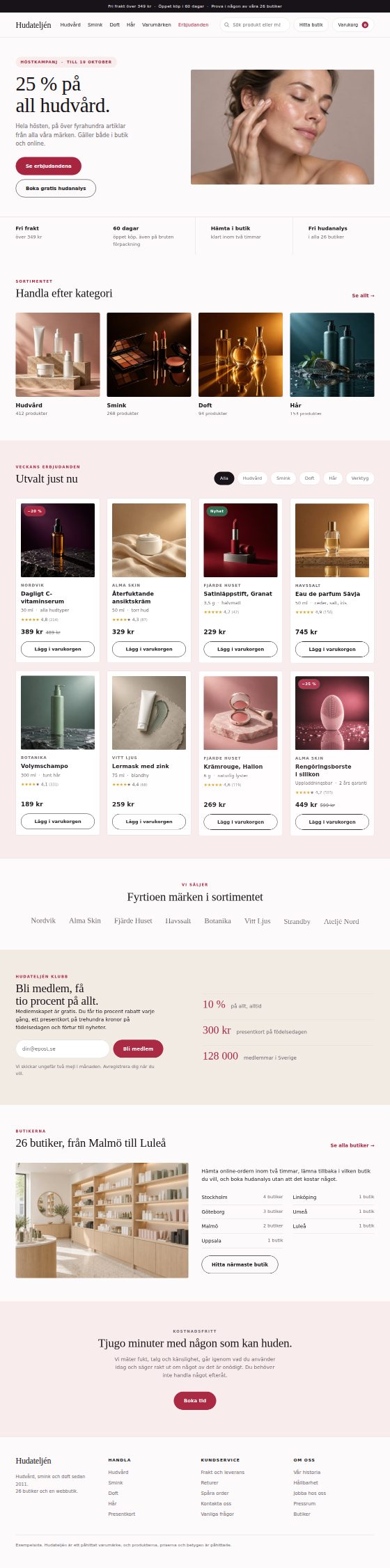 The Hudateljen home page from top to bottom